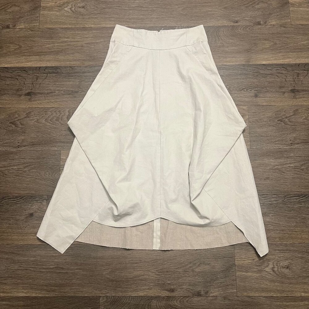 Zero + Maria Cornejo Cream Asymmetric Panel Skirt